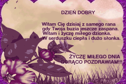 Kartka z ptaszkiem i życzeniami Miłego Dnia